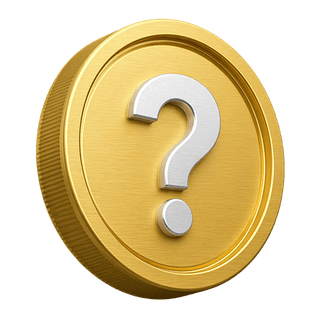 3D gold coin featuring a question mark decorative element on an FAQ page